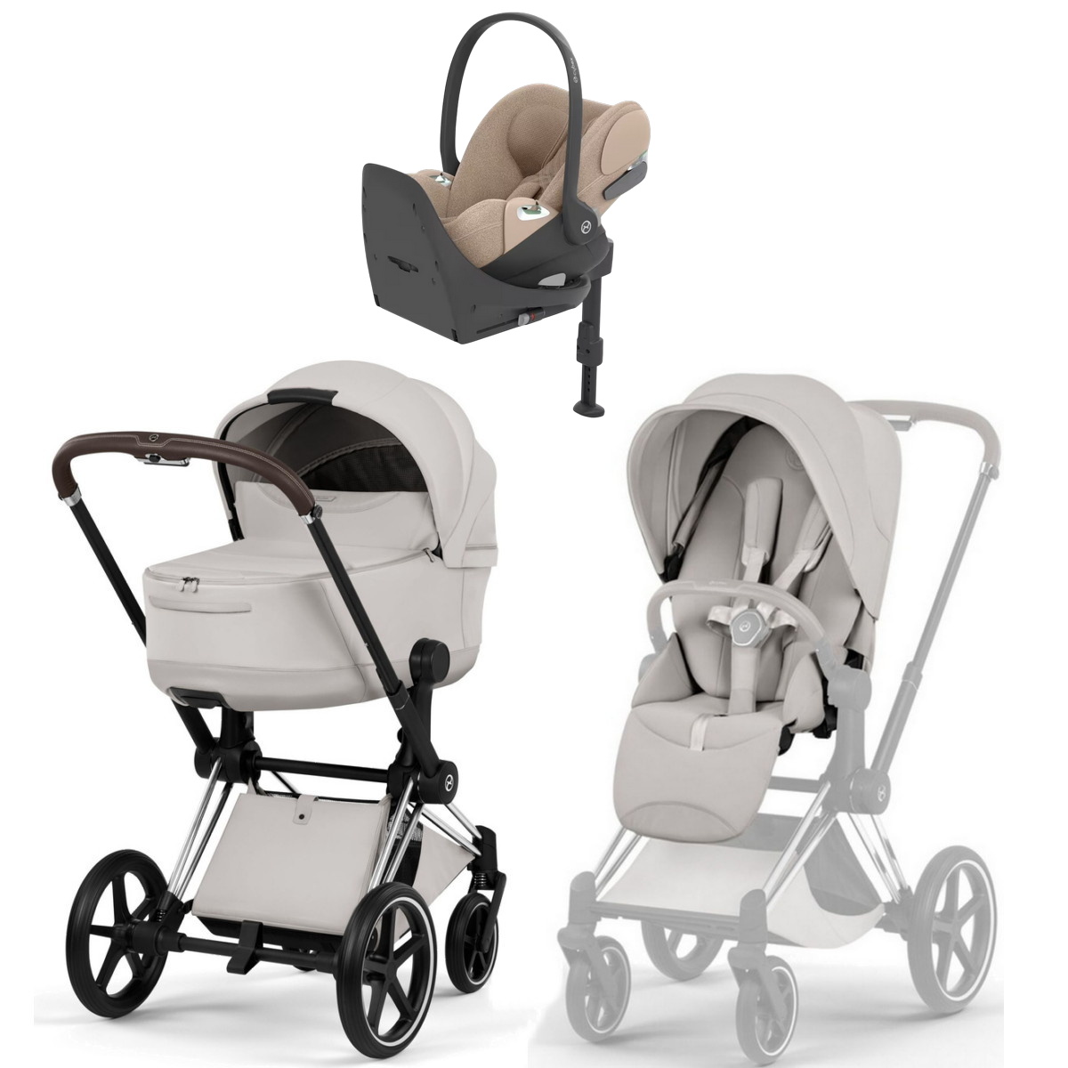 Коляска Cybex Priam V Chrome Style Cloud T Cozy Beige Plus Base T 4 в 1 City Grey