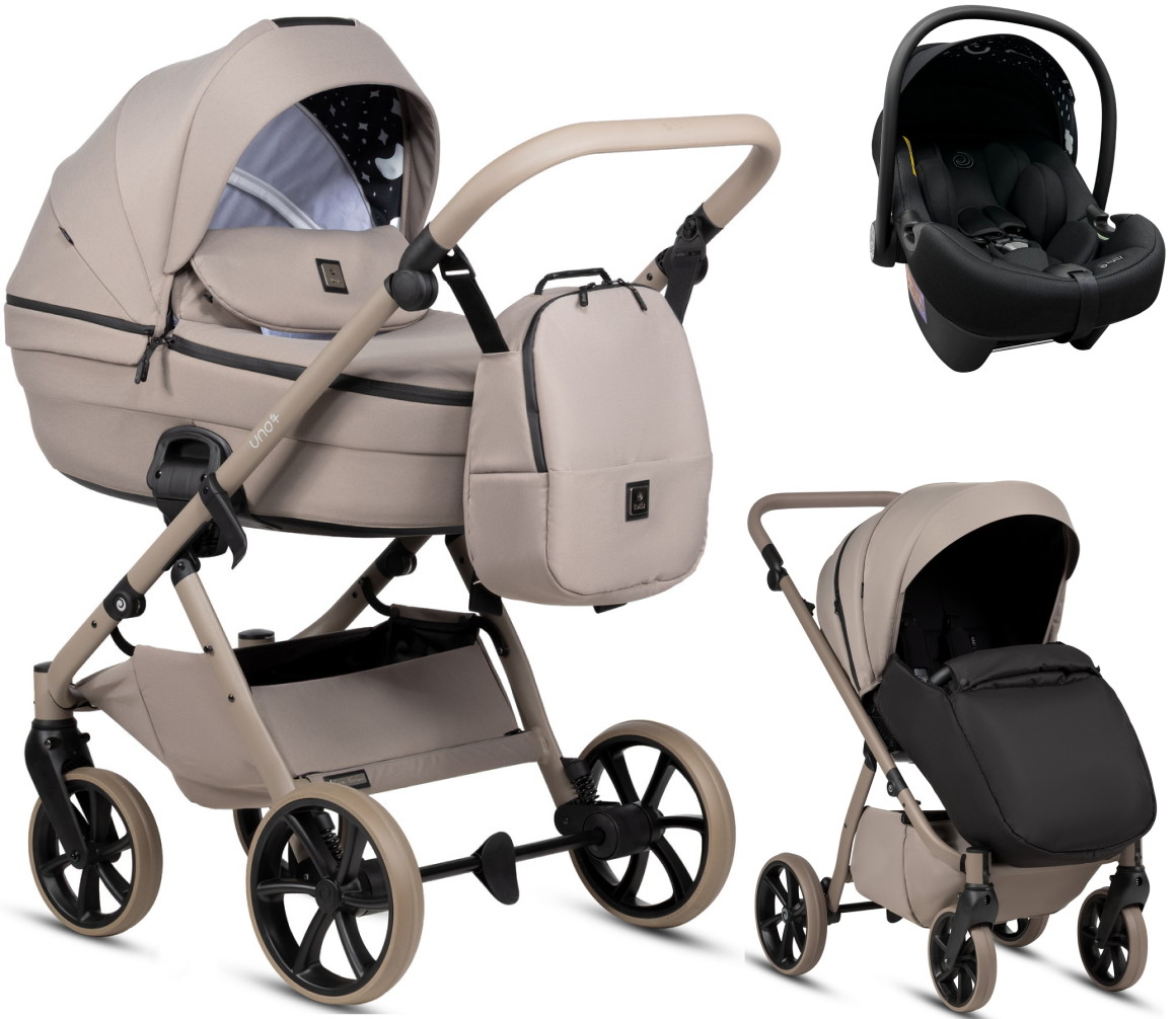 Детская коляска Tutis Uno 6 Plus Essential collection 3 в 1 с автокреслом Elo Lux EduSky Black 1602172 Taupe с сумкой