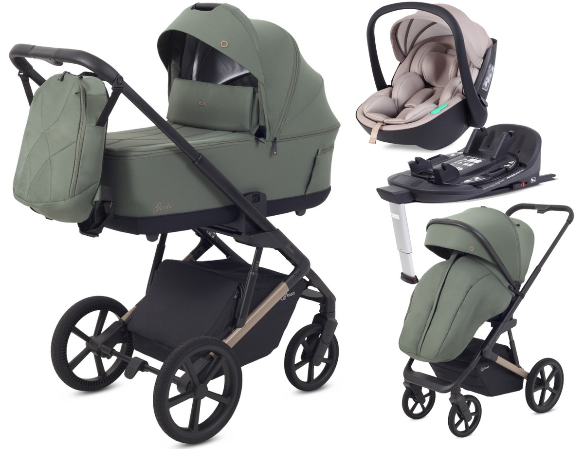 Детская коляска Rant Garda 4 в 1 с автокреслом Miro Beige и базой Olive