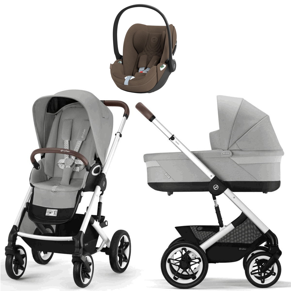 Коляска Cybex Talos S Lux SLV complete Cloud T Coconut Brown Plus 3 в 1 Stone Grey с дождевиками
