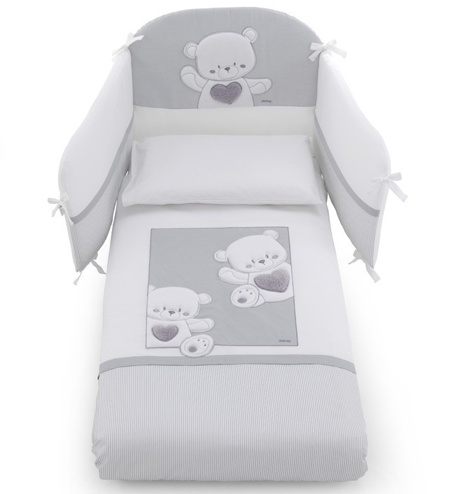 Комплект белья 5 предметов Italbaby Jolie белый/серый