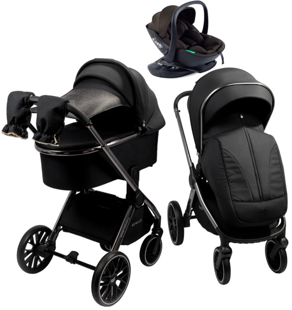 Детская коляска AmaroBaby Genius 4 в 1 с автокреслом Rant Miro Brown и базой черный