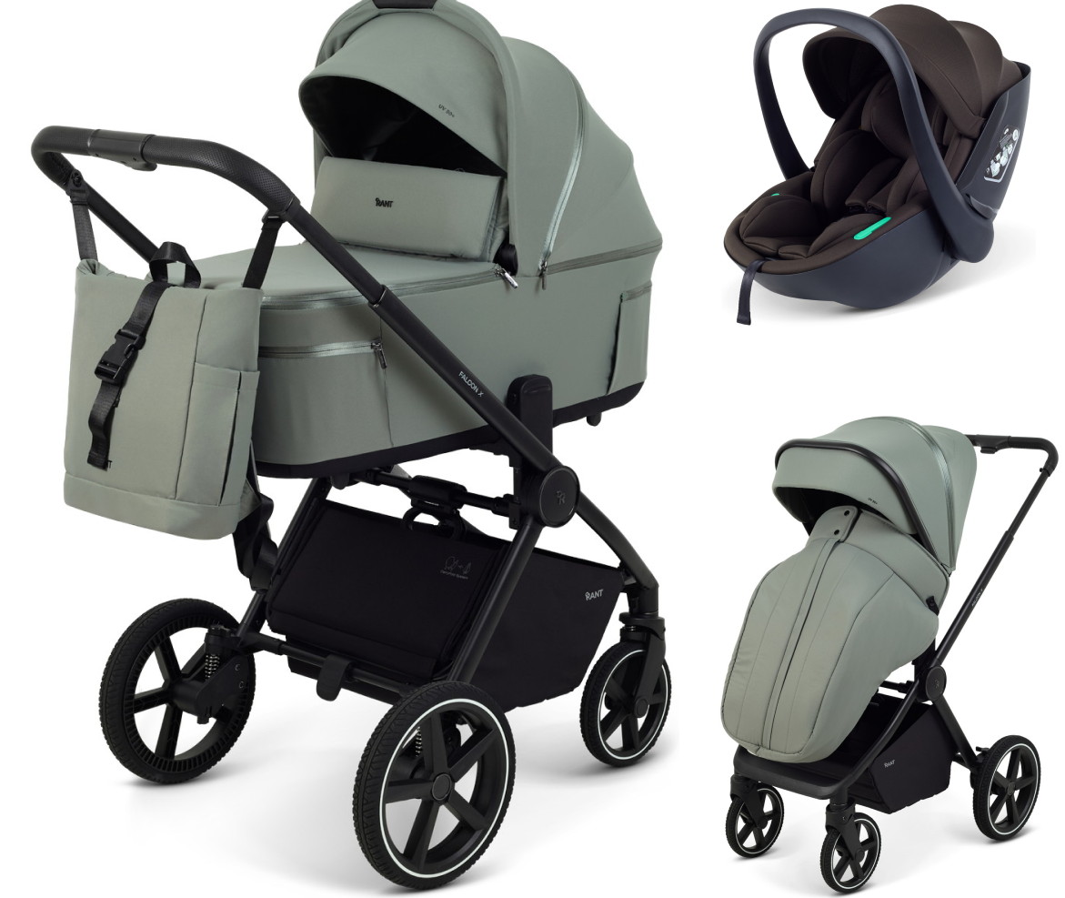 Детская коляска Rant Falcon X 3 в 1 RA126 с автокреслом Miro Brown Olive