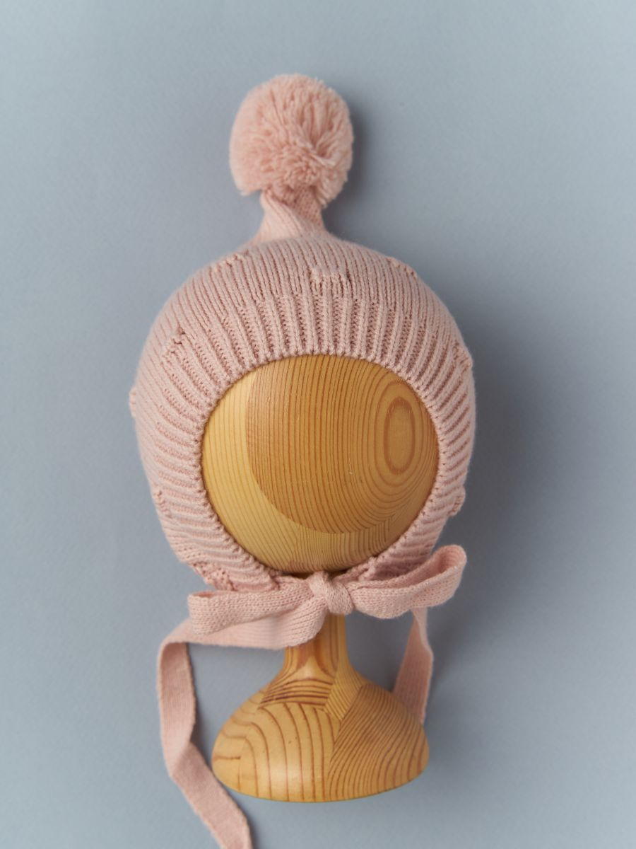 Шапочка вязаная Little Star Pom-Pom Гномик 003 (5172) (ЧЗ-нк) пудровый (королевский розовый) 36