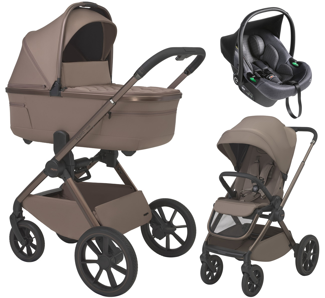 Детская коляска 3 в 1 Espiro Clodi и автокресло Pi Graphite 08 fashionable brown