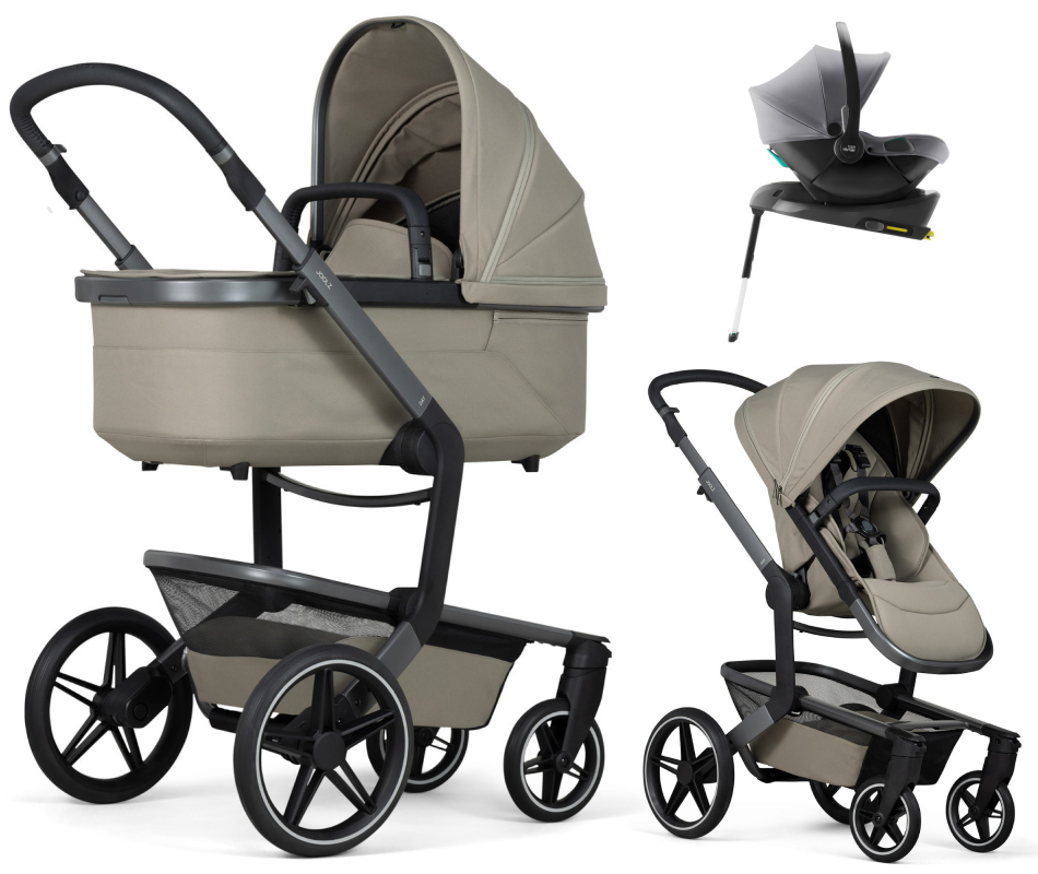 Детская коляска 4 в 1 Joolz Day 5 и автокресло Baby-Safe Core Frost Grey и база Baby-Safe Core Sage Green