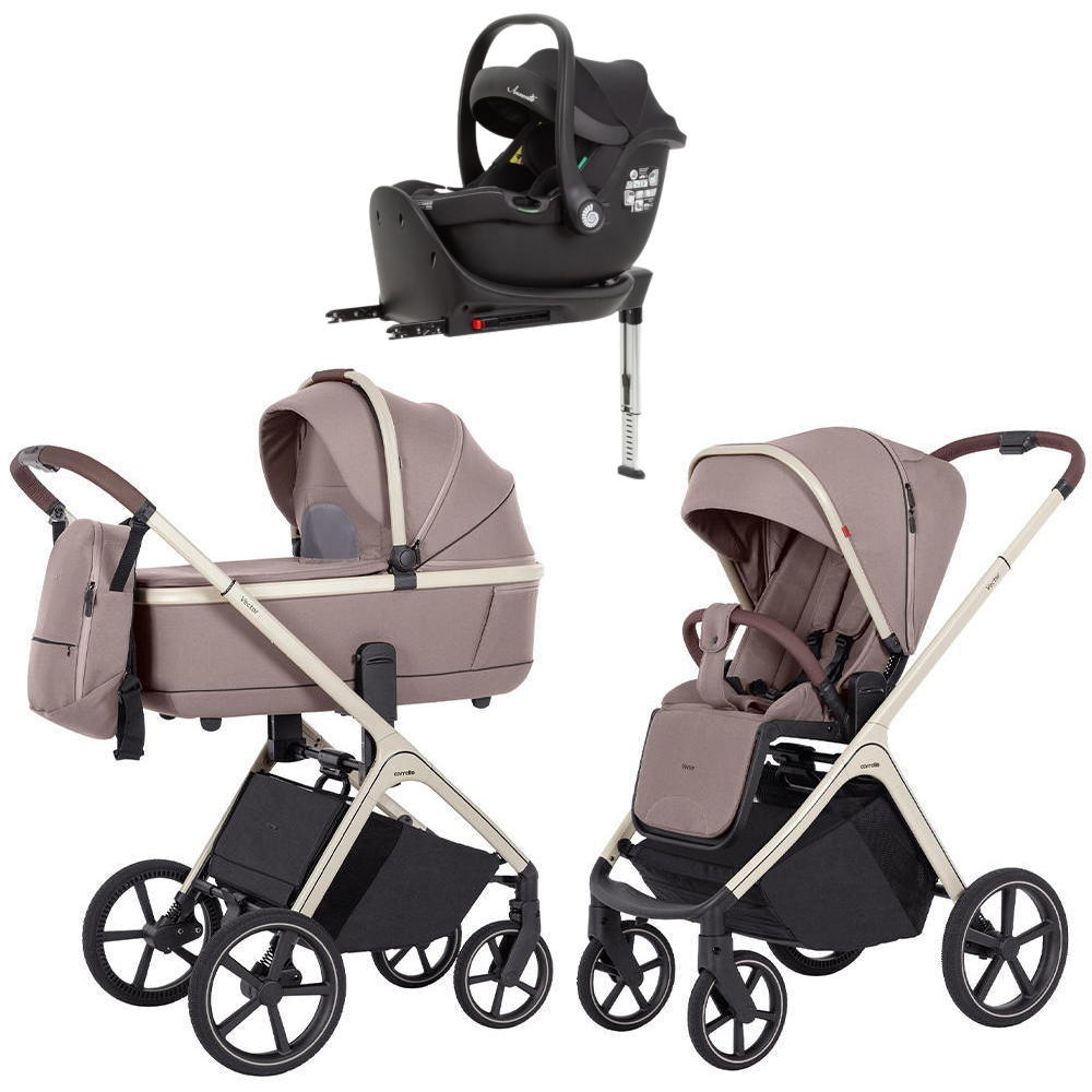 Коляска Carrello Vector CRL-6550 Ammonite AY329 Pro Absolute Black с базой Isofix 3 в 1 Rock Beige