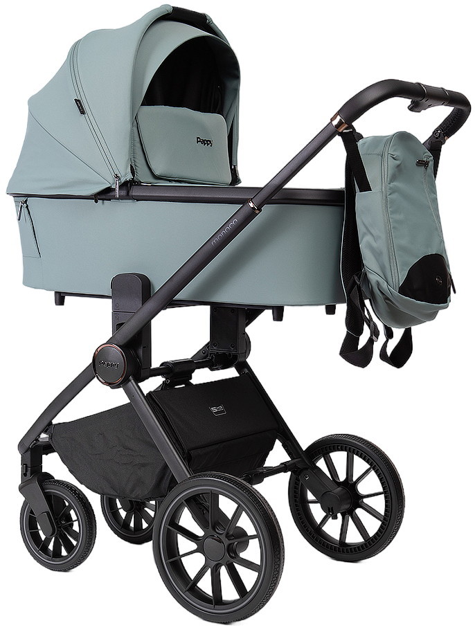 Детская коляска Peppy Monaco 2 в 1 Mint (мятный), рама черная