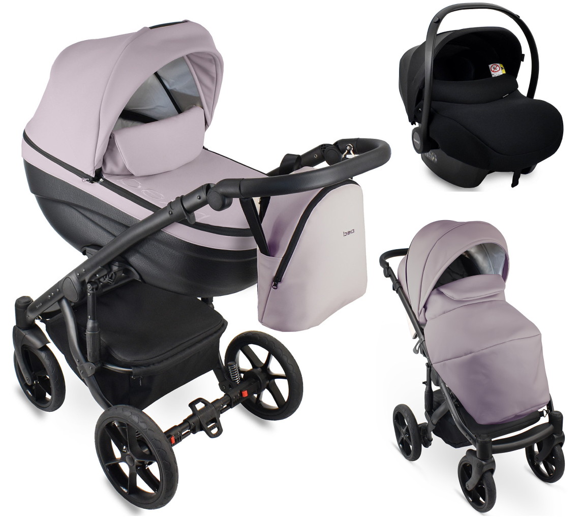 Детская коляска Bexa Ideal Eco 3 в 1 с автокреслом Avionaut Cosmo IE07 черный+пудра кожа