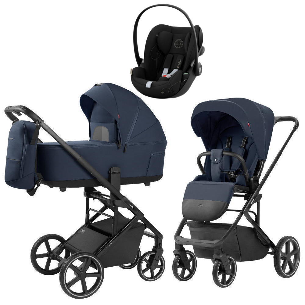 Коляска Carrello Alfa CRL-6522 2025 Cybex Cloud G i-Size Moon Black 3 в 1 Denim Blue