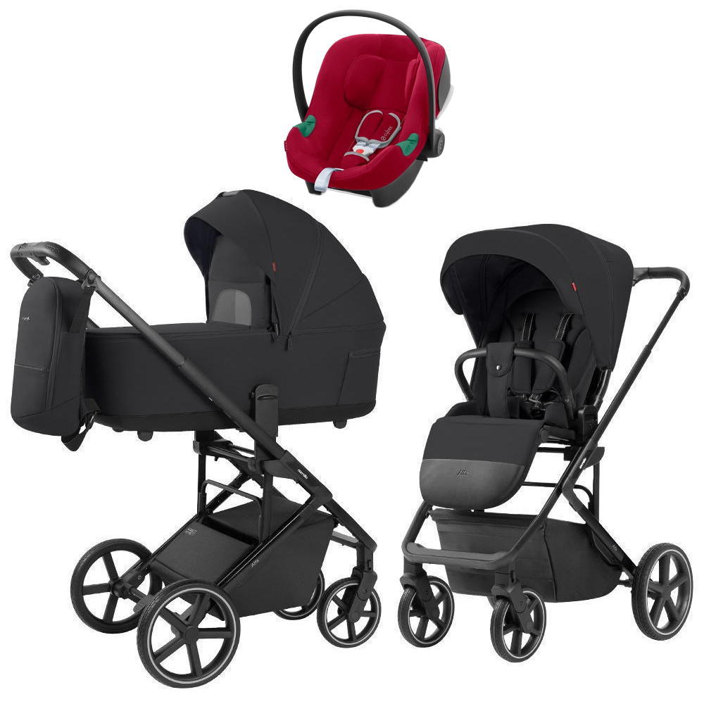 Коляска Carrello Alfa CRL-6522 2025 Cybex Aton B2 i-Size Dynamic Red 3 в 1 Rock Black