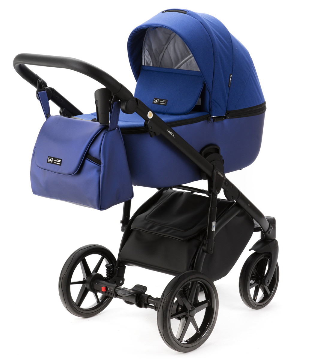 Детская коляска Adamex Nola 3 в 1 N-PS161 (СИН + СИН. ПЕРЛ. КОЖА)