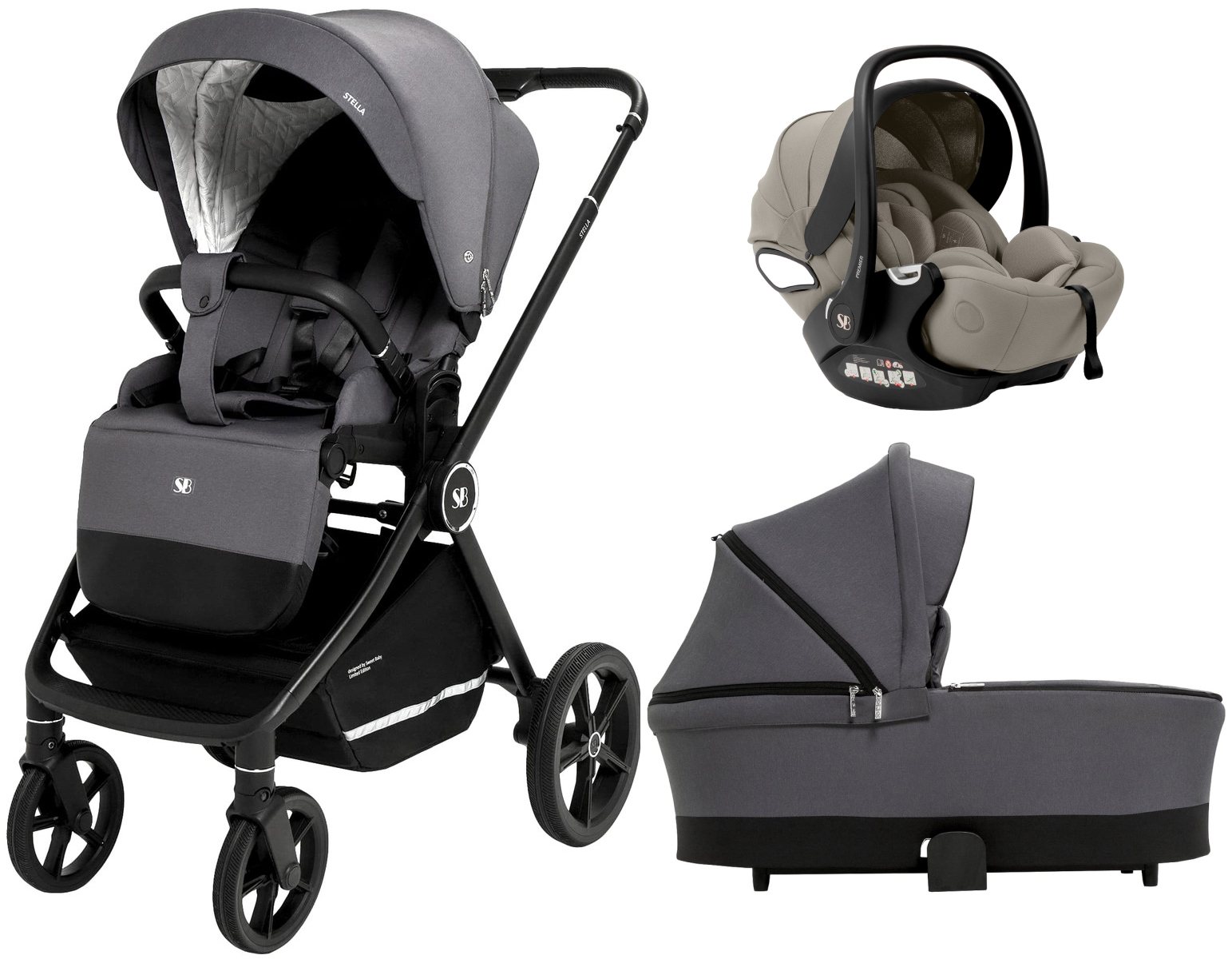 Коляска 3 в 1 Sweet Baby Stella + автокресло Premier Begie Dark Grey