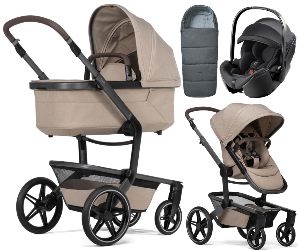 Детская коляска 3 в 1 Joolz Day 5 и автокресло Britax Roemer Baby-Safe Pro Classic Deep Black без адаптеров + конверт в подарок Sandy taupe