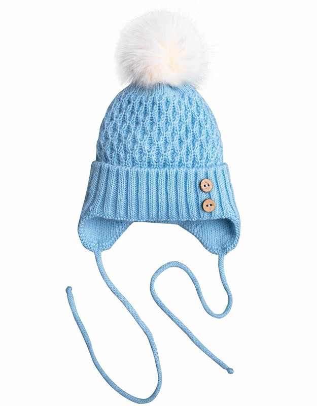Шапочка вязаная AmaroBaby Pure Love Wool утепленная голубой 44