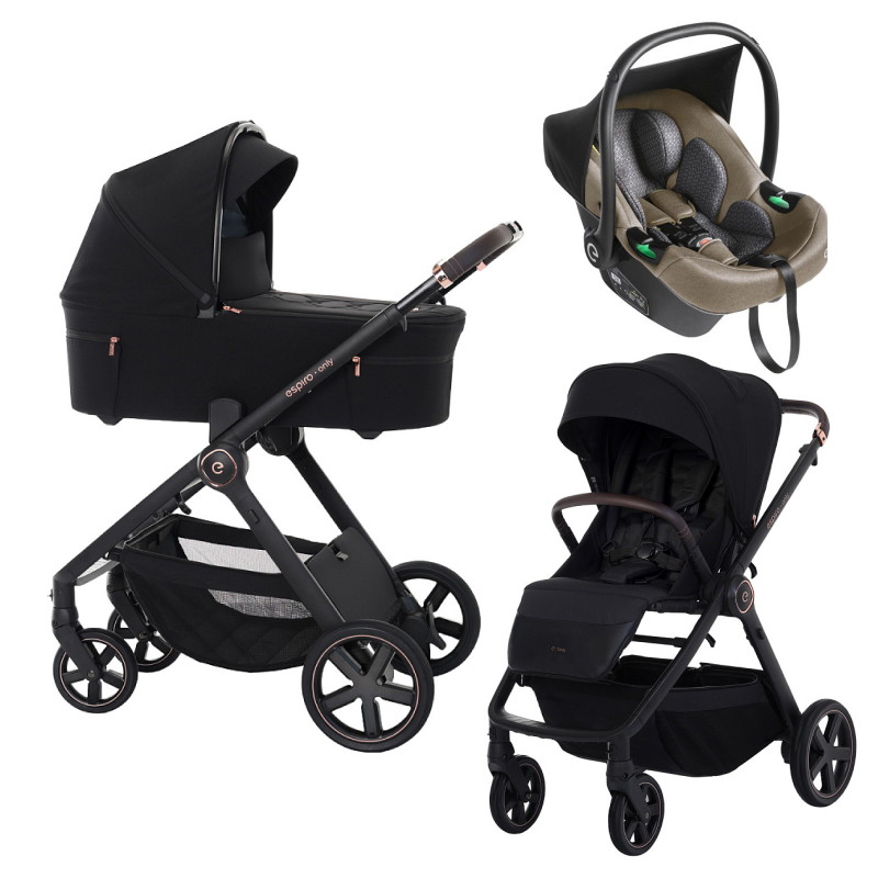 Детская коляска 3 в 1 Espiro Only 2025 и автокресло Pi Begie 410 stylish black / Бежевый (Beige 109)