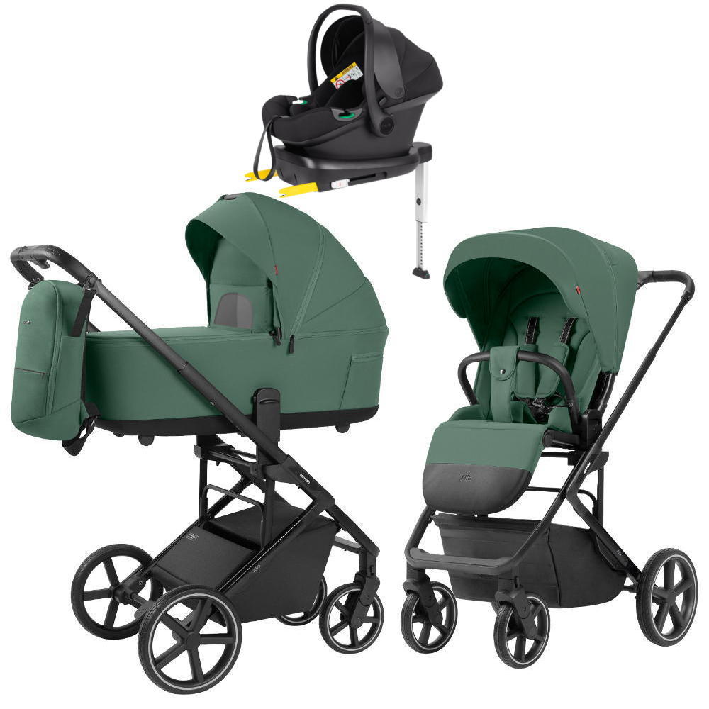 Коляска Carrello Alfa CRL-6522 2025 Nova DK791 Black Line с базой Isofix 3 в 1 Meadow Green