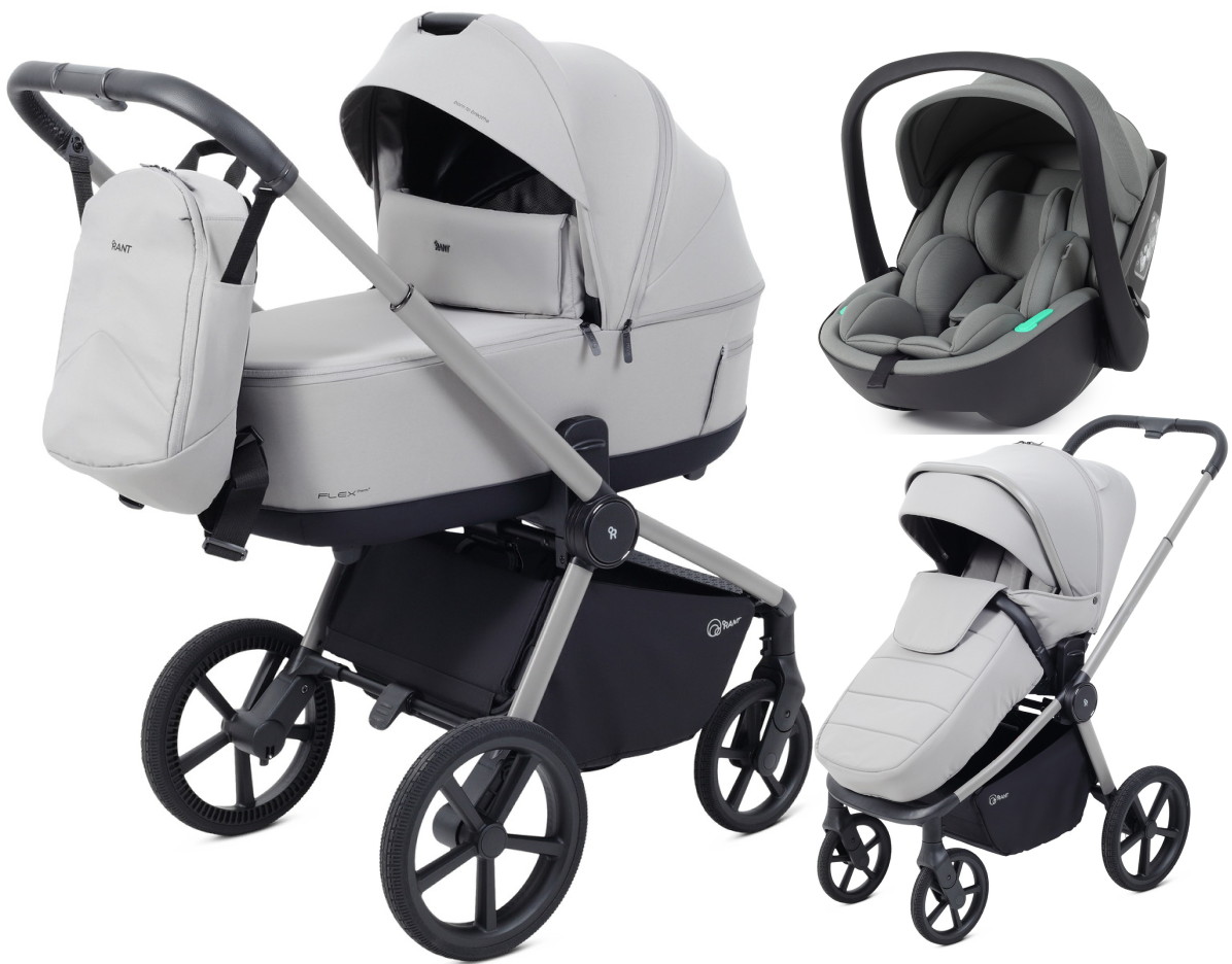 Детская коляска Rant Flex Therm Soft 3 в 1 с автокреслом Miro Olive Stone Grey