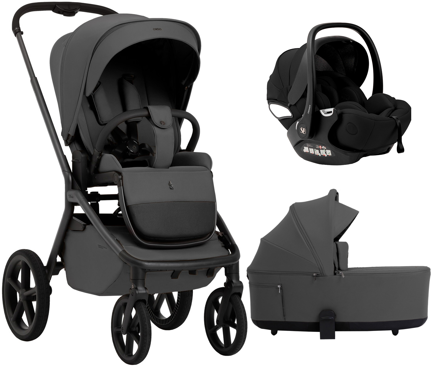 Коляска 3 в 1 Sweet Baby SBL Orso + автокресло Premier Black Dark Grey