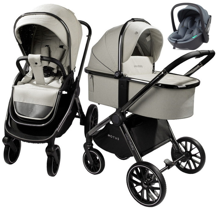 Детская коляска AmaroBaby Motus V2 3 в 1 с автокреслом Rant Miro Graphite белый