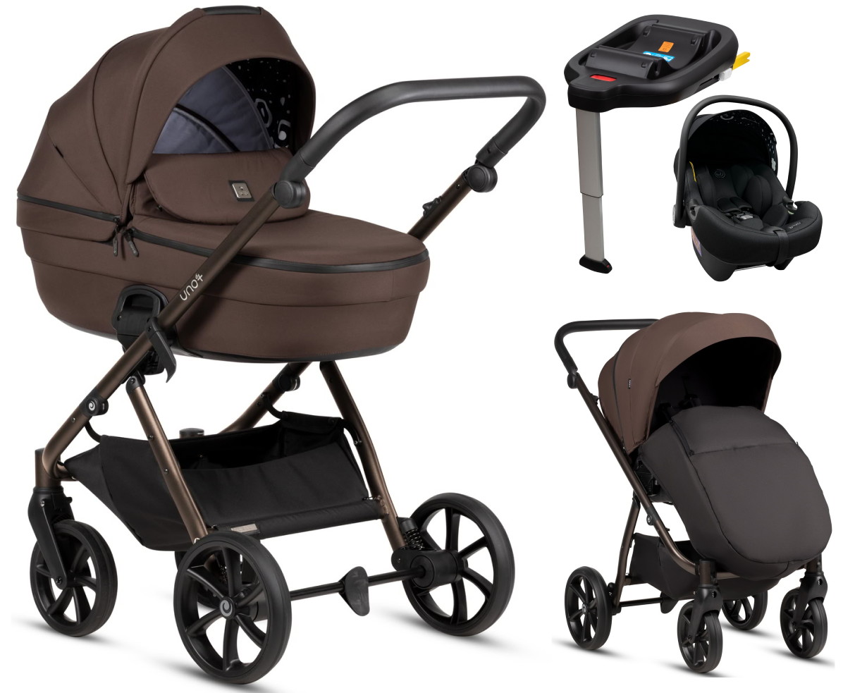 Детская коляска Tutis Uno 6 Plus Essential collection 4 в 1 с автокреслом Elo Lux EduSky Black и базой 1602147 Tiramissu с сумкой