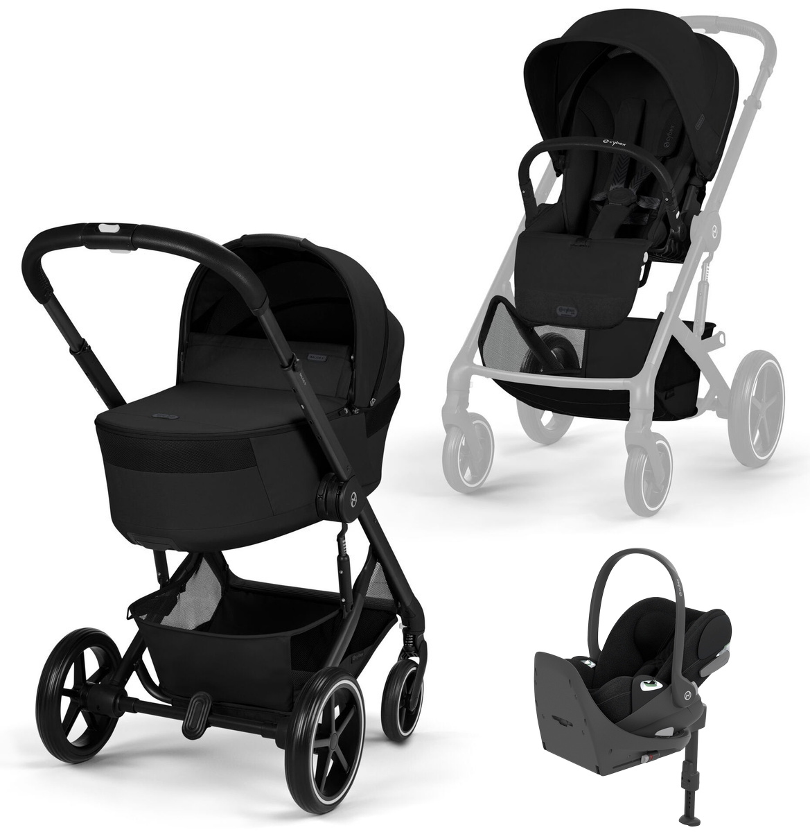Коляска Cybex Balios S Lux Fold Cot BLK Cloud T Sepia Black Plus Base T 4 в 1 Moon Black с дождевиками