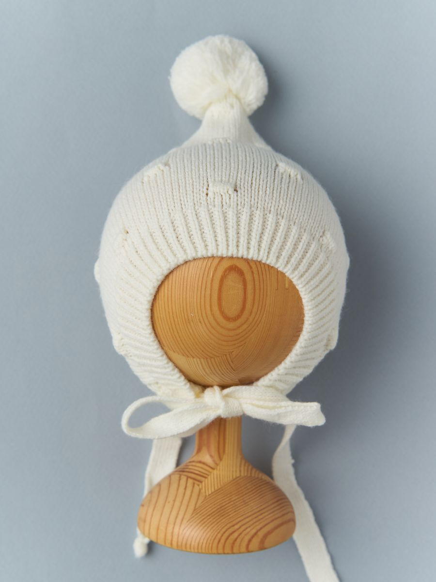 Шапочка вязаная Little Star Pom-Pom Гномик 003 (5172) (ЧЗ-нк) крем-сливки (крем) 36