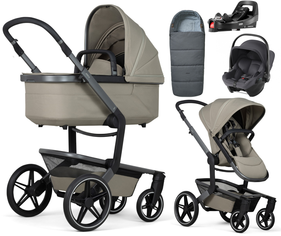 Детская коляска 4 в 1 Joolz Day 5 и автокресло Baby-Safe Core Midnight Grey и база Vario Base 5Z + конверт в подарок Sage green