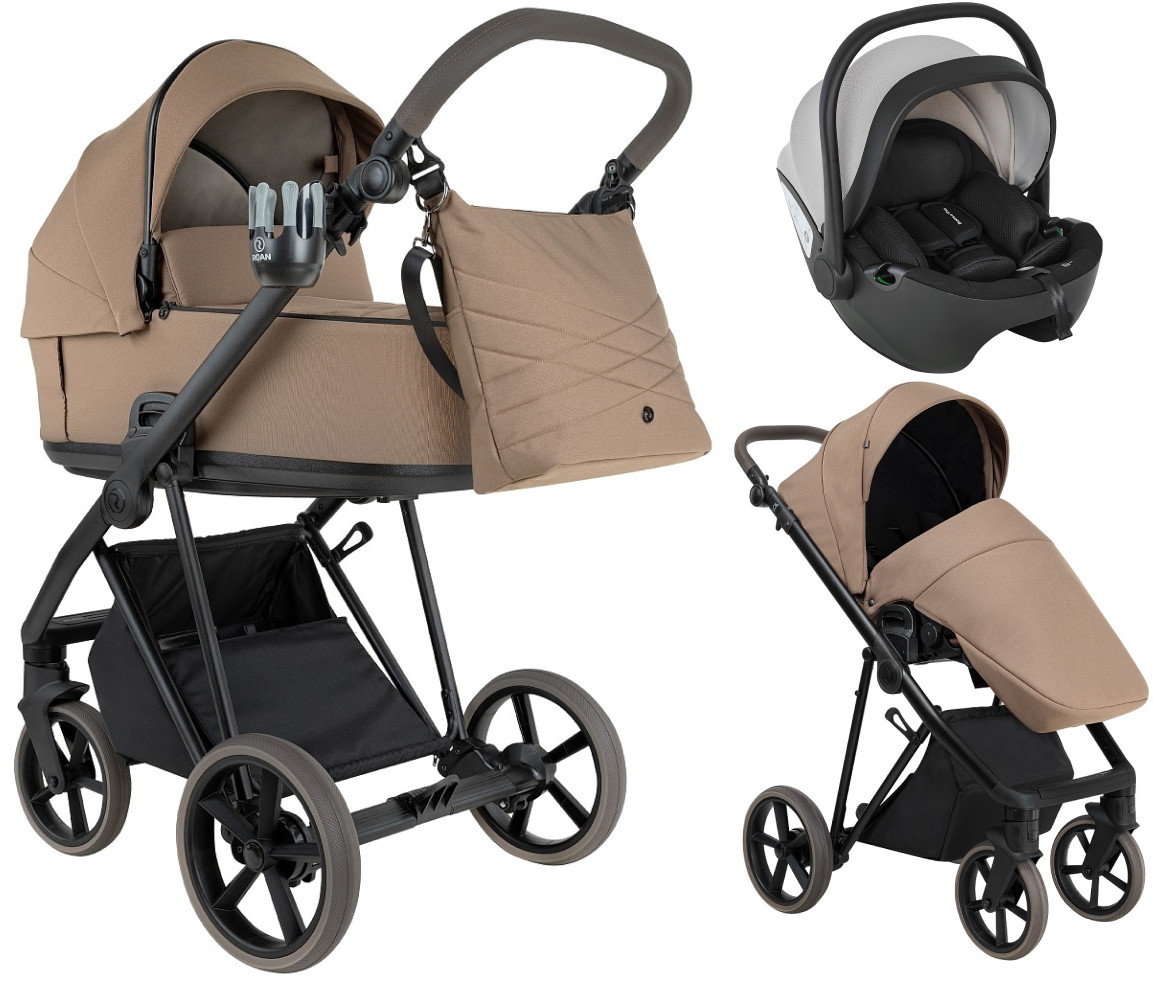Детская коляска Roan Sol 2.0 3 в 1 с автокреслом Pituso Baesa Pro Black,Beige Canopy SLL/32/T Mocha Mousse/Black/руч.Cappuccino
