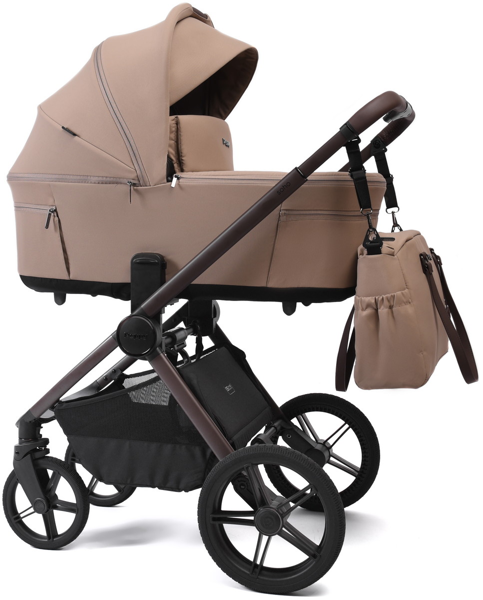 Детская коляска Peppy Soho 2 в 1 Sand (песочный) рама шоколад