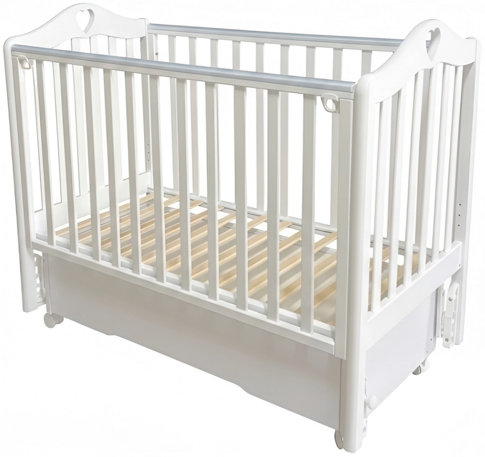 Детская кроватка Кедр Дарина 2 (маятник универсальный,колесо) белый