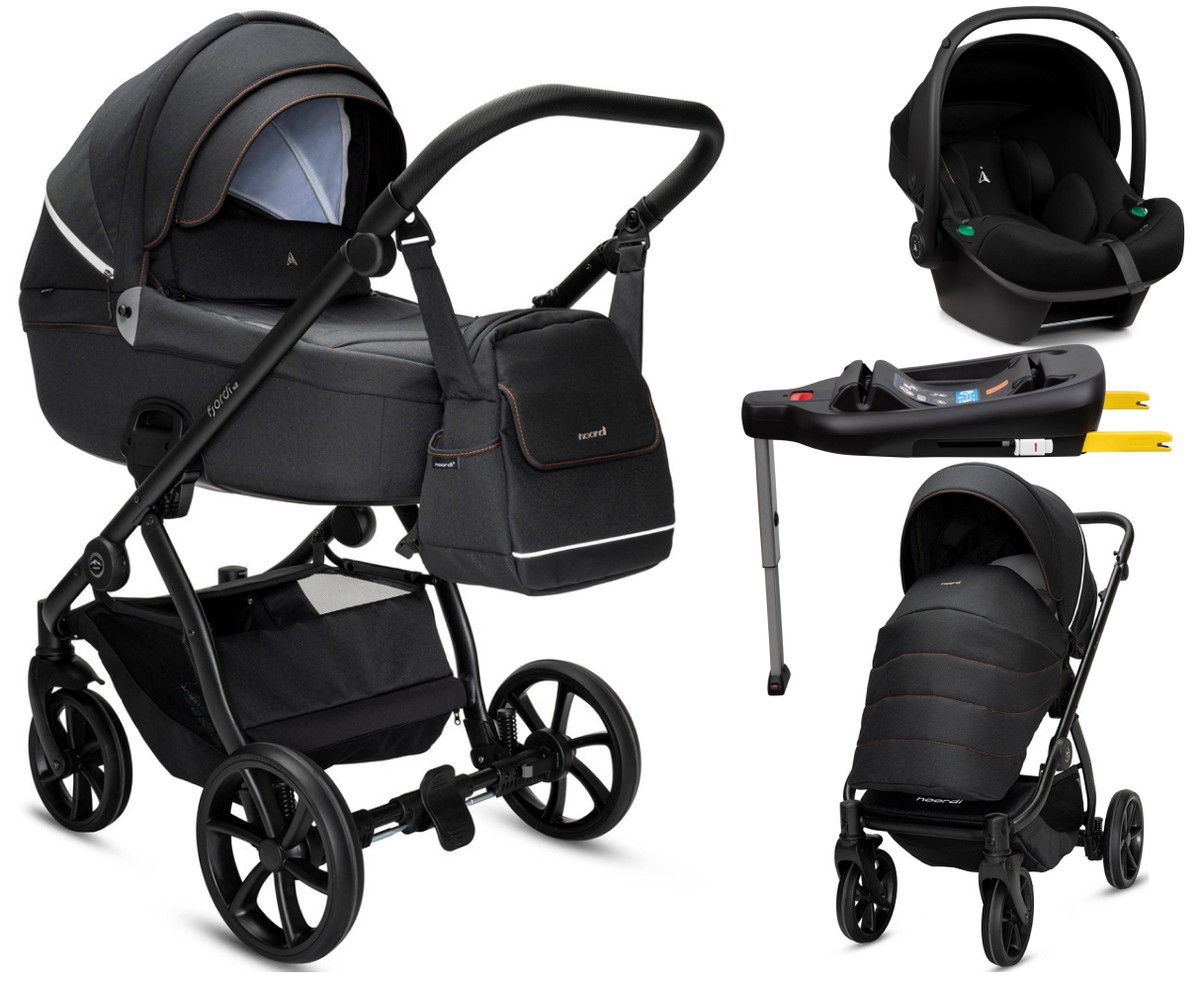 Детская коляска Noordi Fjordi V2 4 в 1 с автокреслом Terra Black и базой 1462815 Voyager Black