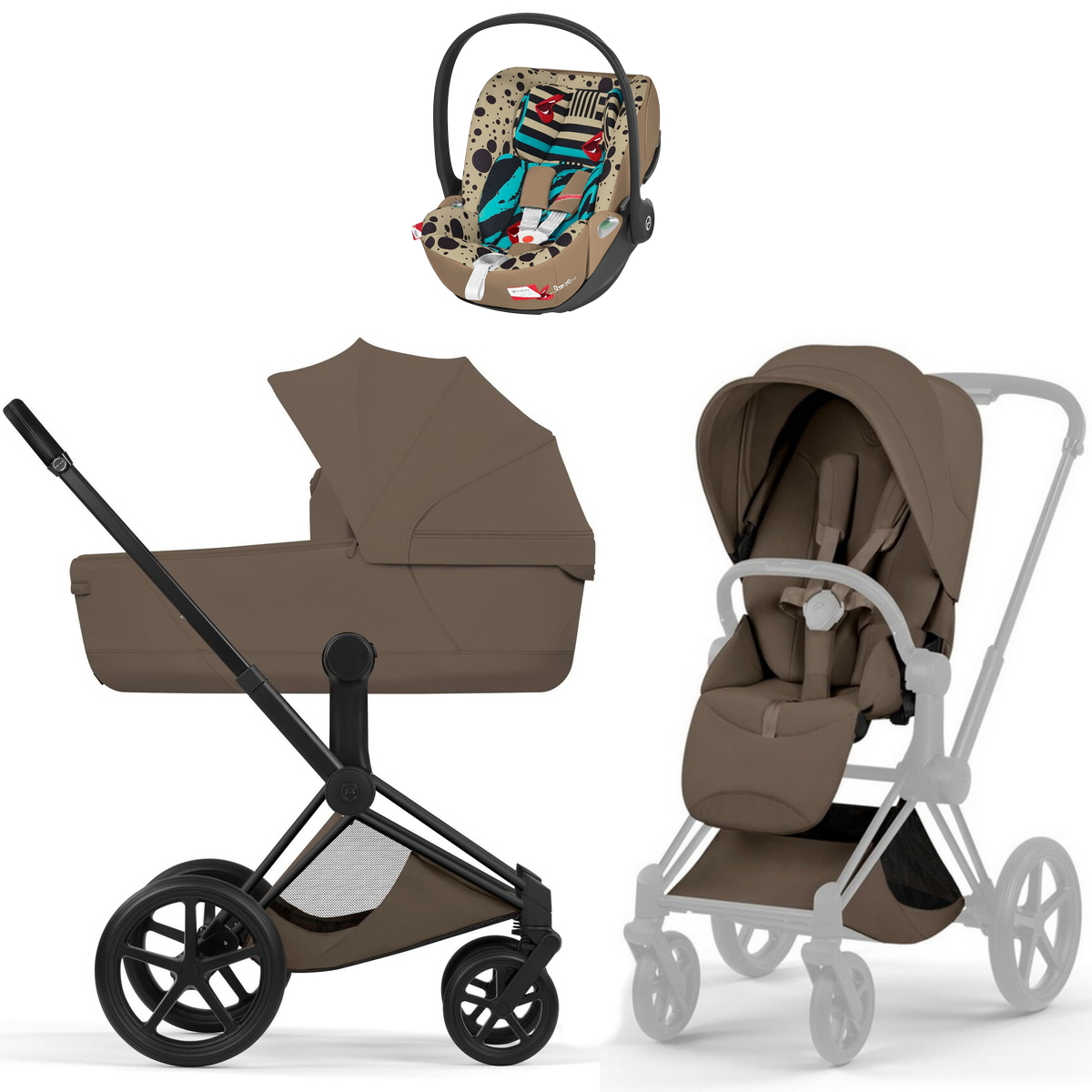 Коляска Cybex Priam V Matt Black Style Cloud T One Love 3 в 1 Coconut Brown