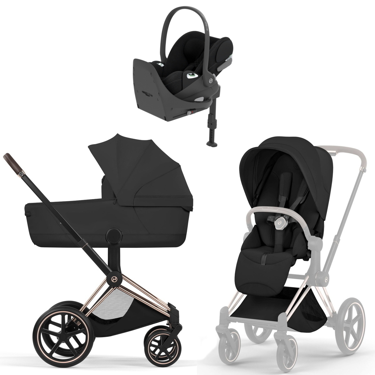 Коляска Cybex Priam V Rosegold Style Cloud T Sepia Black Plus Base T 4 в 1 Sepia Black