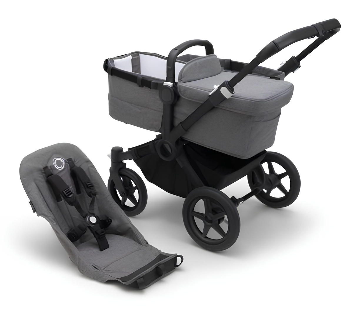 Коляска Bugaboo Donkey 5 base без капюшона 2 в 1 Black/Grey Melange
