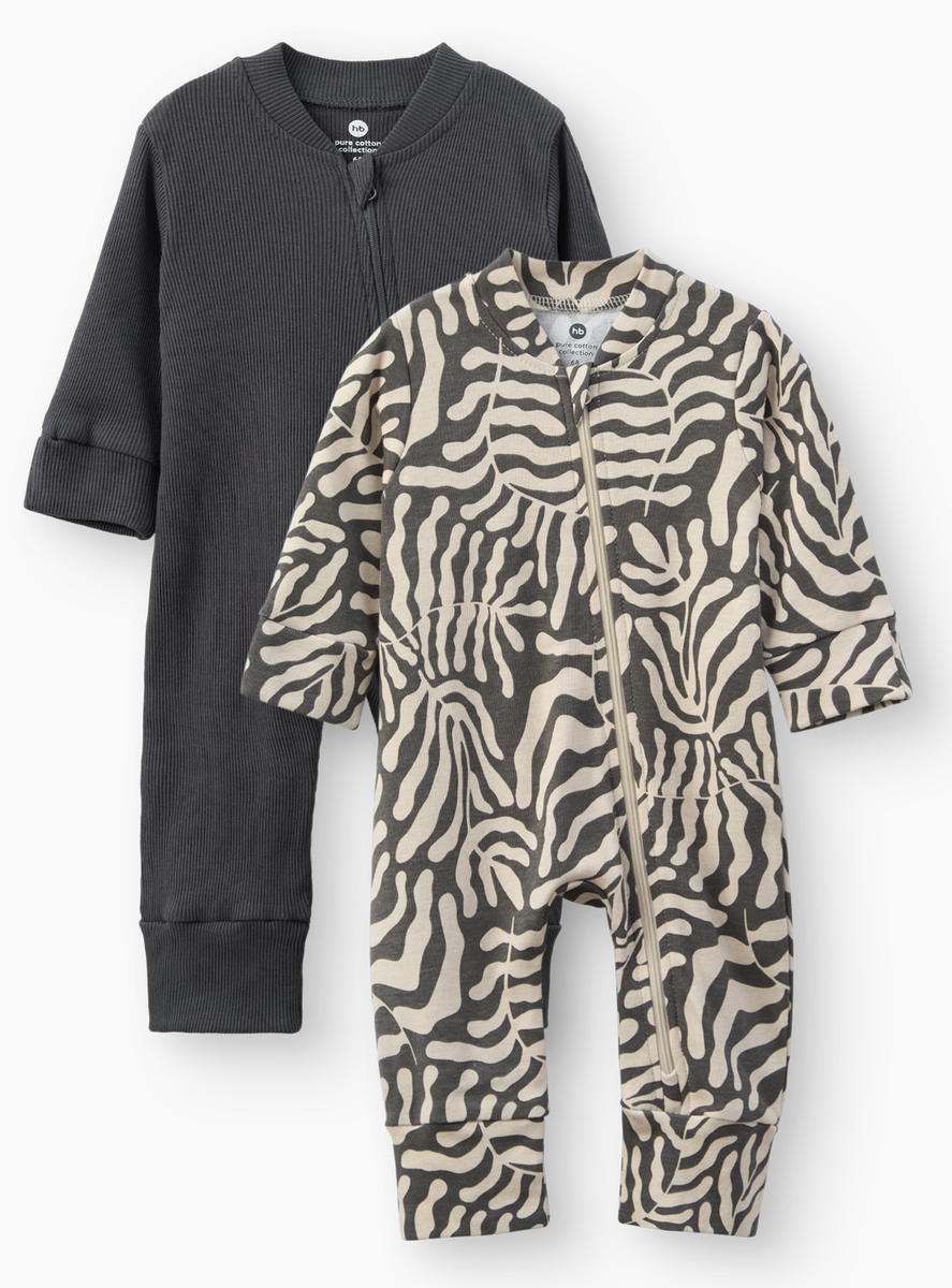 Пижамный комбинезон Happy Baby 2 шт. 90136-0 ЧЗ листочки/leaves 62