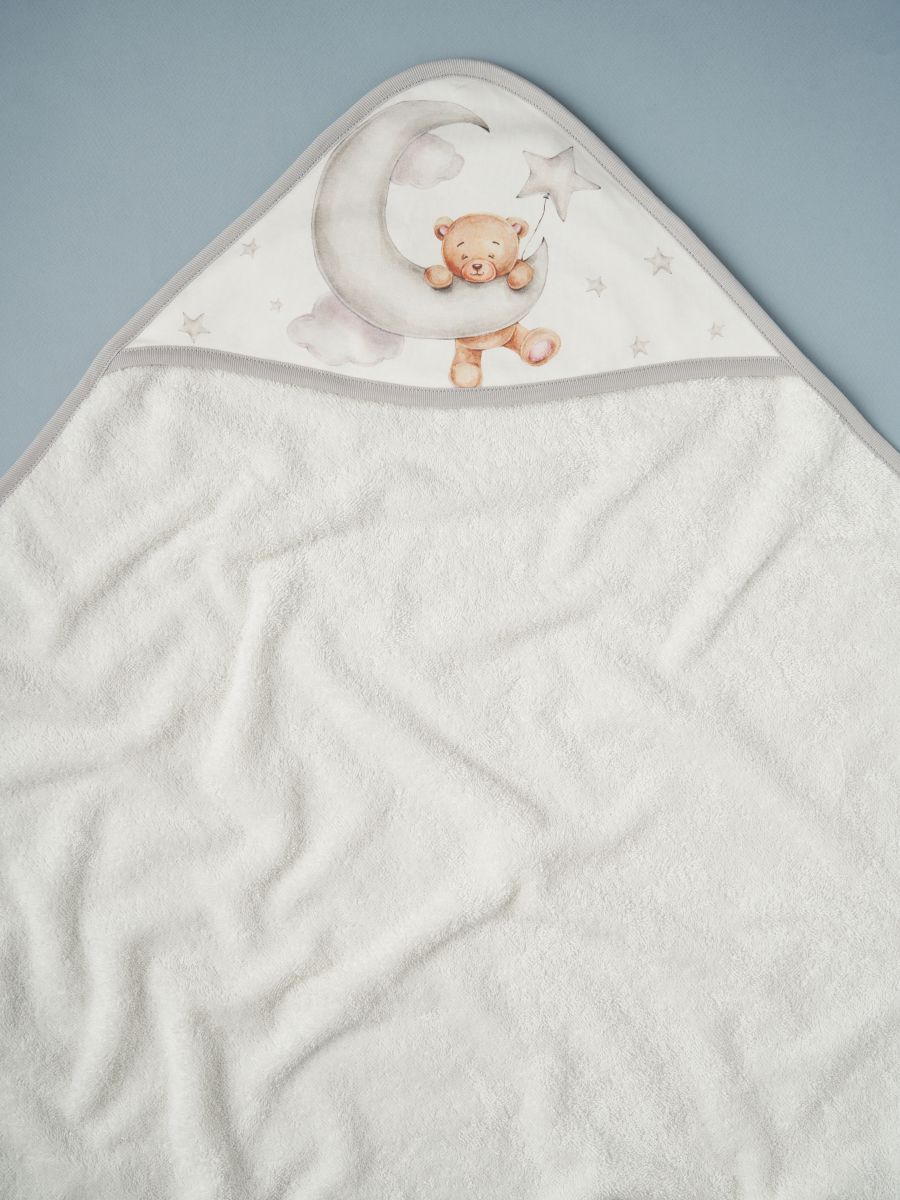 Пелёнка с уголком Little Star Мишка на луне 100х100 61651 (ЧЗ-мз) крем махра/крем