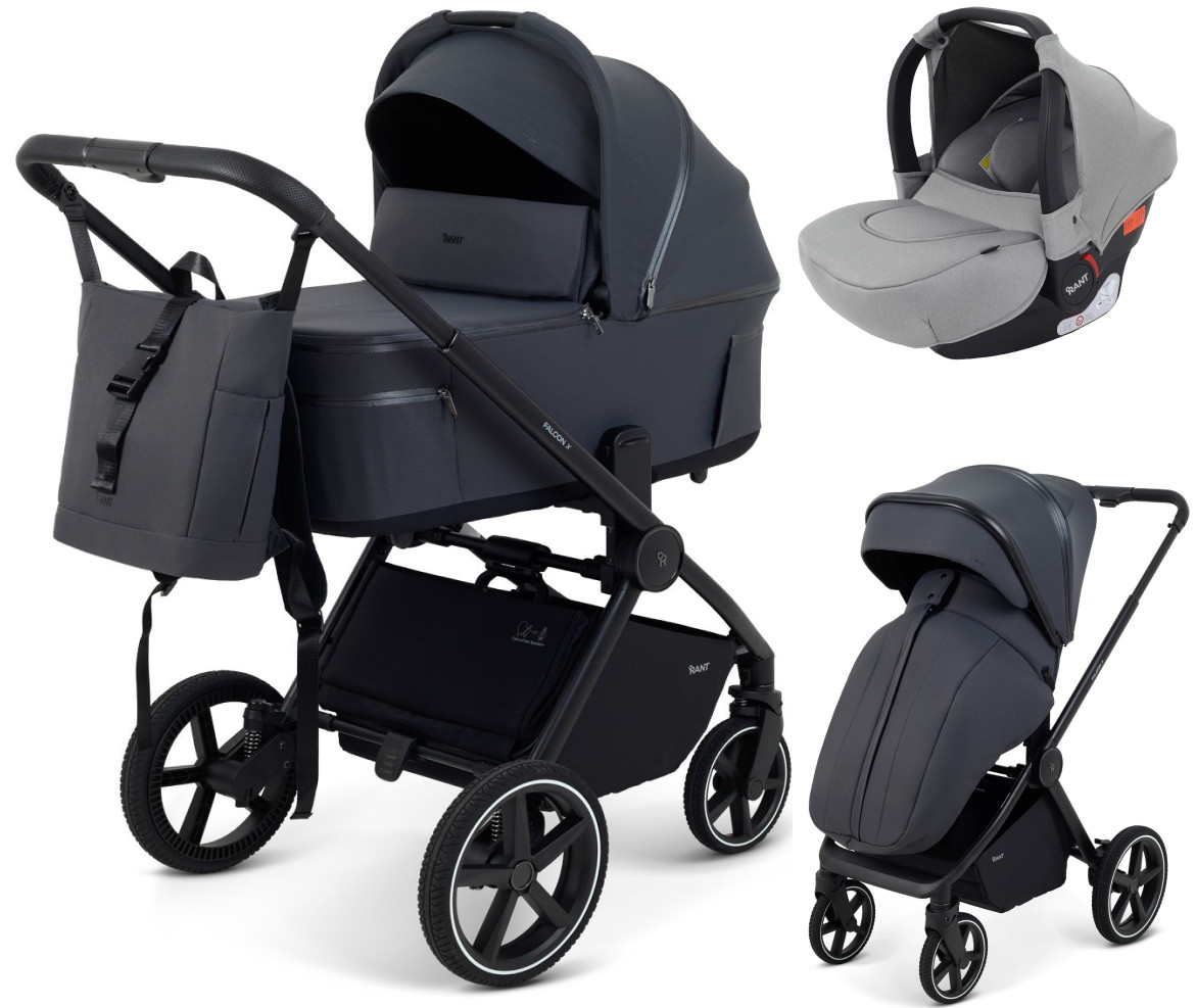 Детская коляска Rant Falcon X 3 в 1 RA126 с автокреслом Cruise Grey Graphite