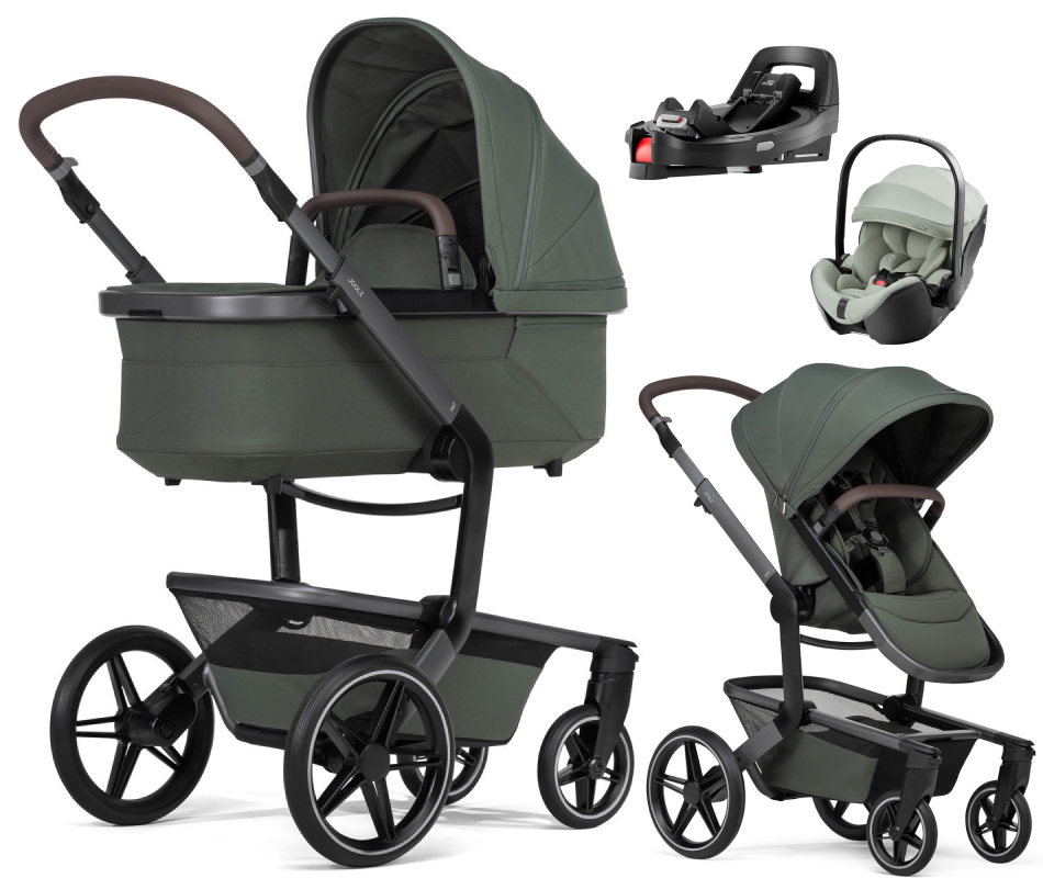Детская коляска 4 в 1 Joolz Day 5 и автокресло Britax Roemer Baby-Safe Pro Style Sage green без адаптеров и база Vario Base 5Z Forest Green