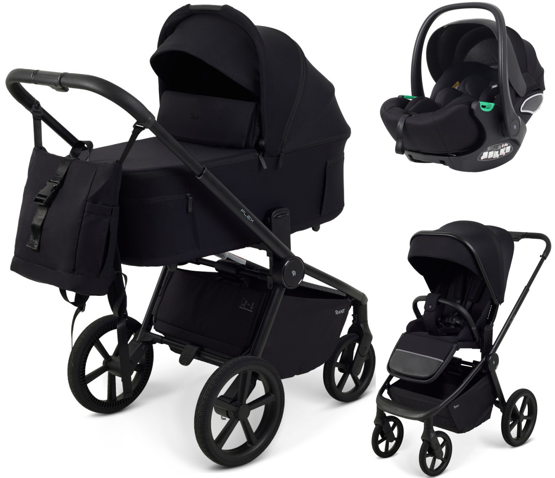 Детская коляска Rant Flex Forma 3 в 1 RA124 с автокреслом Evomax Black Black Черный