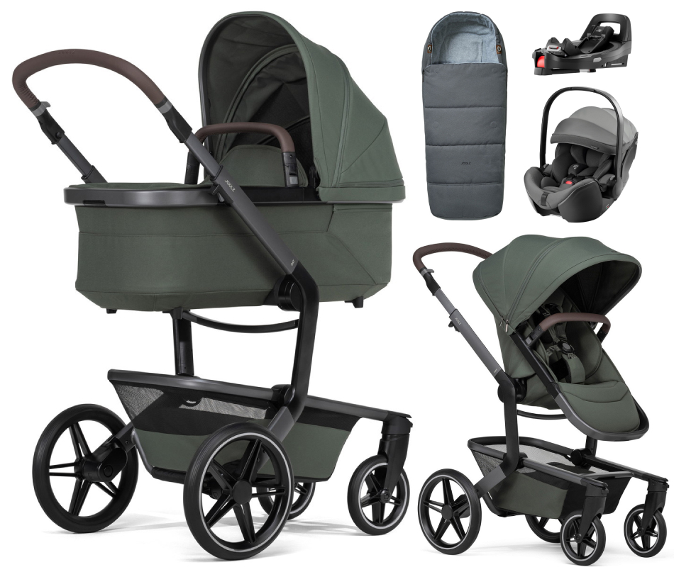 Детская коляска 4 в 1 Joolz Day 5 и автокресло Britax Roemer Baby-Safe Pro Style Mineral Grey и база Vario Base 5Z без адаптеров + конверт в подарок Forest green