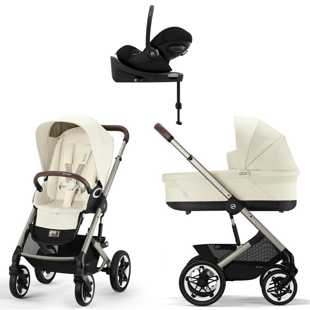 Коляска Cybex Talos S Lux TPE Cloud G3 Magic Black Base G3 4 в 1 Seashell Beige с дождевиками