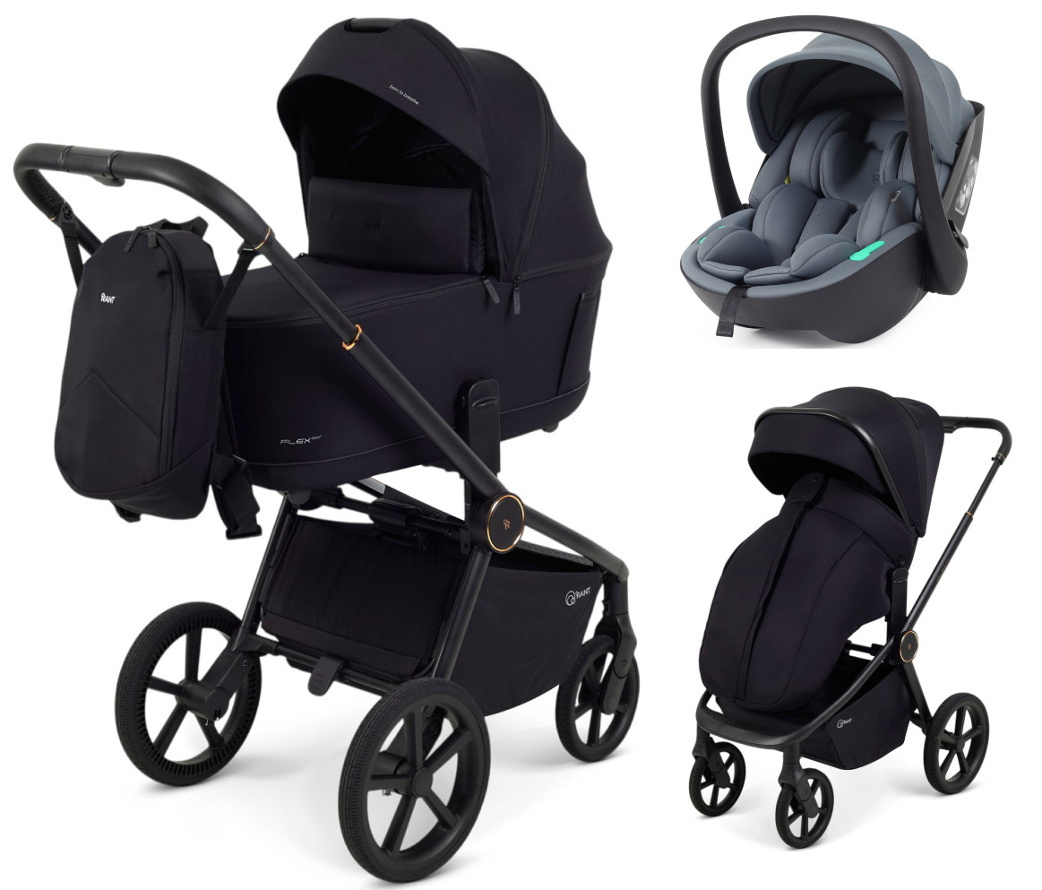 Детская коляска Rant Flex Therm Soft 3 в 1 с автокреслом Miro Graphite Gold Black