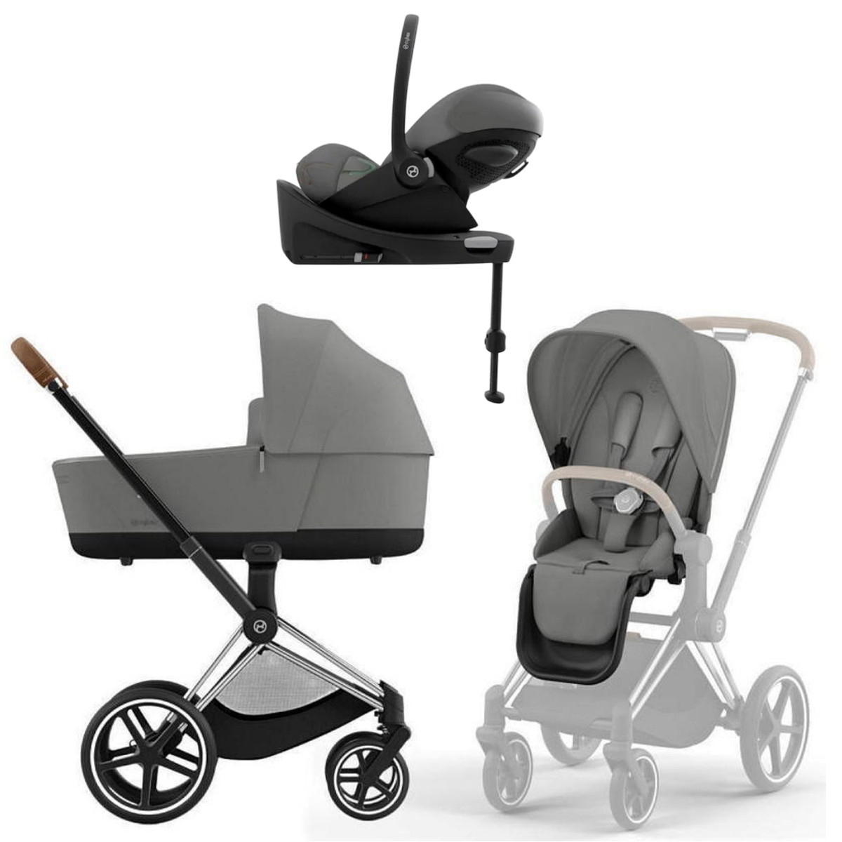 Коляска Cybex Priam IV Chrome Brown complete Cloud G Lava Grey Base G3 4 в 1 Mirage Grey
