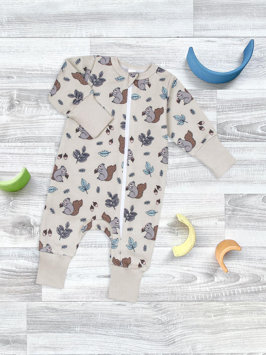 Утеплённый комбинезон с открытой ножкой Mjolk Sleep and Play Белочки 56