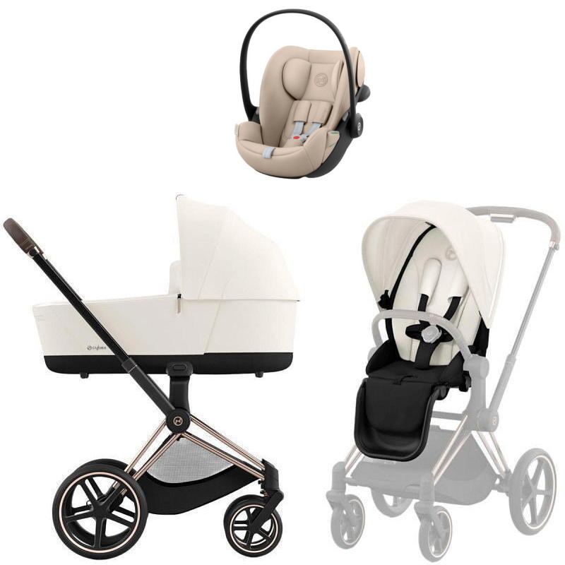 Коляска Cybex Priam IV Rosegold complete Cloud G3 Almond Beige 3 в 1 Off White