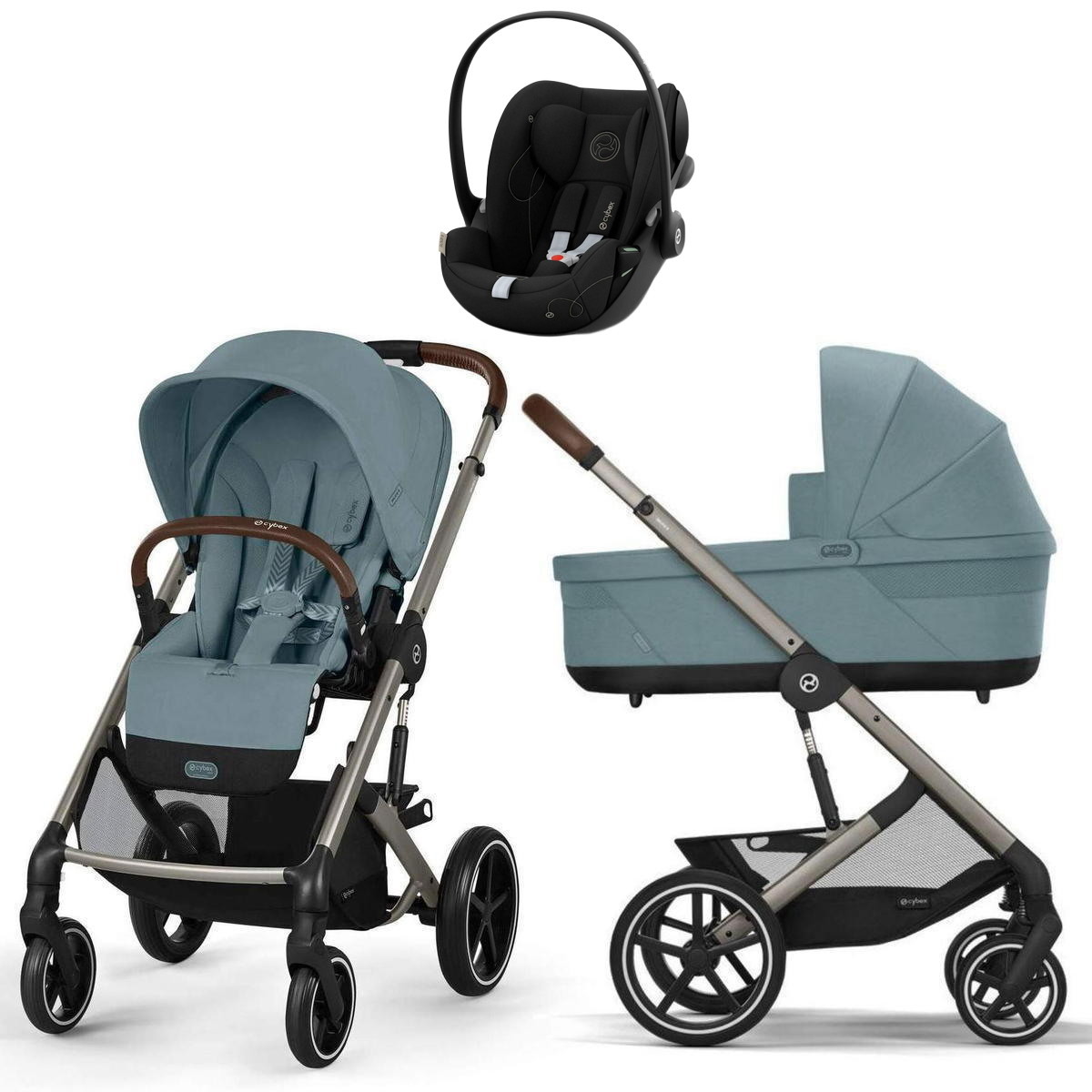 Коляска Cybex Balios S Lux TPE complete Cloud G Moon Black 3 в 1 Stormy Blue с дождевиками