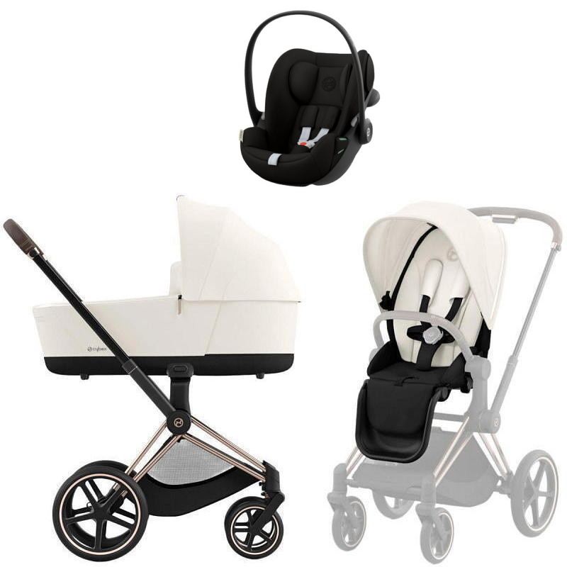Коляска Cybex Priam IV Rosegold complete Cloud G3 Magic Black 3 в 1 Off White