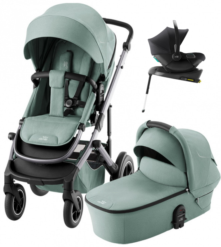 Коляска 4 в 1 Britax Roemer Smile 5Z и автокресло Baby-Safe Core Space Black + база Baby-Safe Core Jade Green