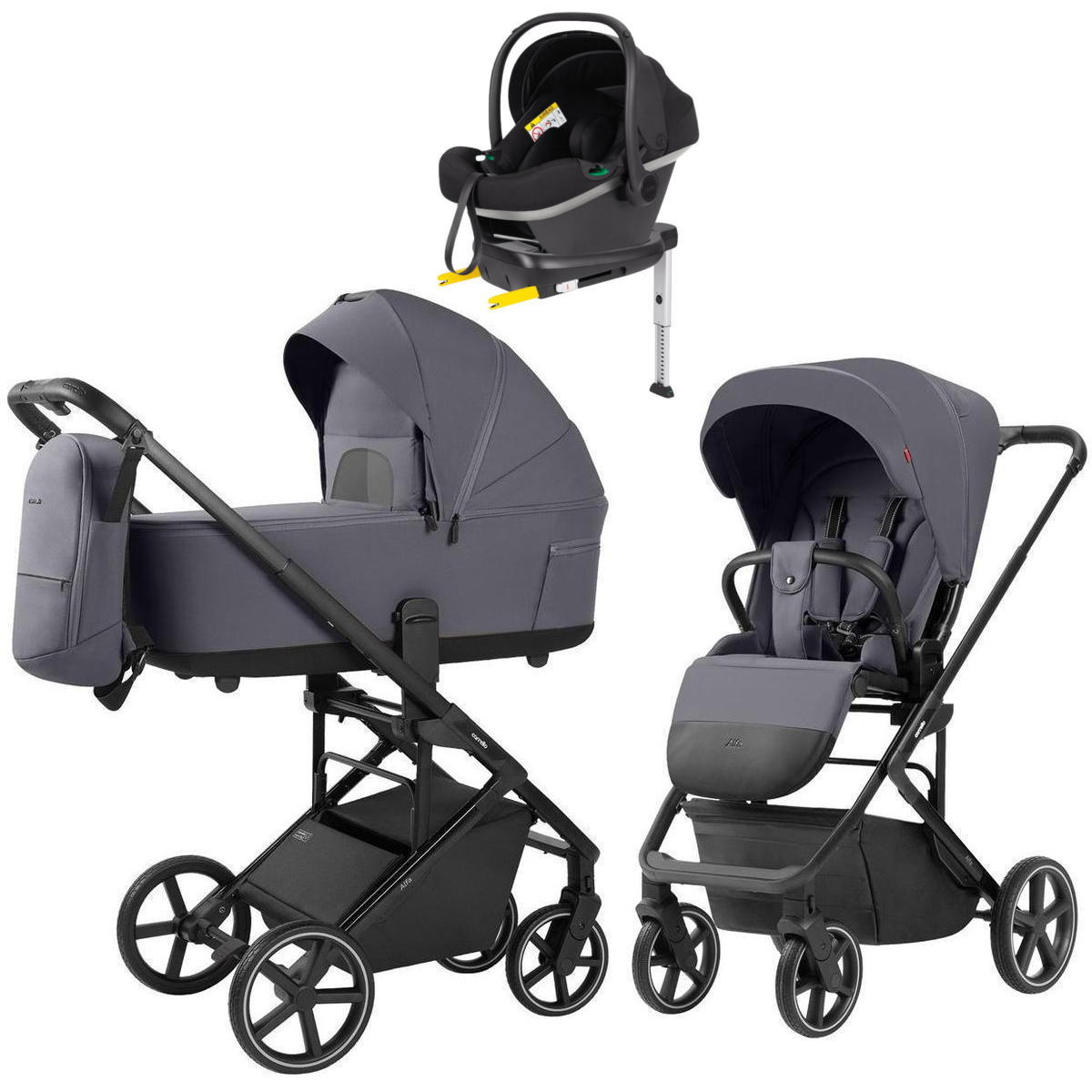 Коляска Carrello Alfa CRL-6522 2025 Nova DK791 Grey Line с базой Isofix 3 в 1 Fashion Grey